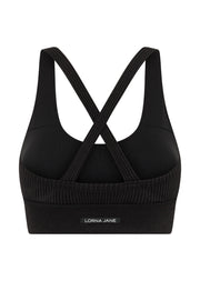 Lorna Jane It Girl Wide Rib Seamless Sports Bra - Washed Black