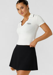 Lorna Jane Courtside Cropped Polo - Porcelain