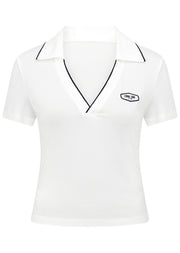 Lorna Jane Courtside Cropped Polo - Porcelain