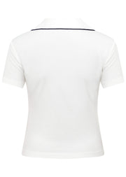 Lorna Jane Courtside Cropped Polo - Porcelain