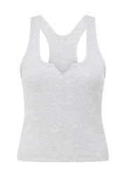 Lorna Jane Muse Rib Tank - Light Grey Marl