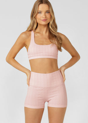 Lorna Jane Cable Seamless Sports Bra - Pale Peony