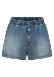 Lorna Jane Off Duty Washed Denim Shorts - Washed Light Blue