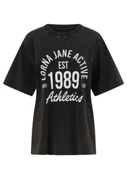 Lorna Jane Sport Club Washed Boyfriend T-Shirt - Washed Black