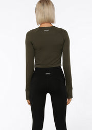 Lorna Jane Dynamic Seamless Cropped Long Sleeve Top - Luxury Green
