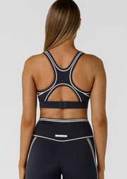 Lorna Jane Retro Track High Support Sports Bra - Midnight Blue