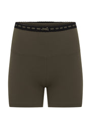 Lorna Jane In The Moment 12cm Bike Shorts - Dark Khaki Haze