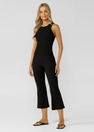 Lorna Jane Irresistible Luxe Active Rib Cropped Yoga Pants - Black