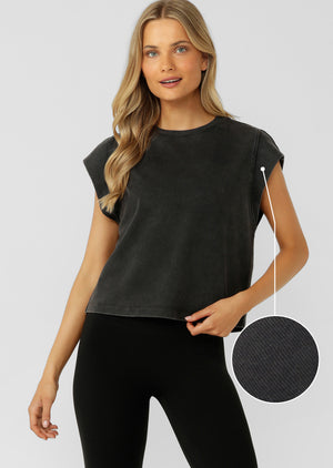 Lorna Jane Reset Washed T-Shirt - Washed Black