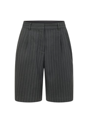 Lorna Jane Effortless Tailored Bermuda Shorts - Titanium Pinstripe