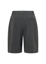 Lorna Jane Effortless Tailored Bermuda Shorts - Titanium Pinstripe