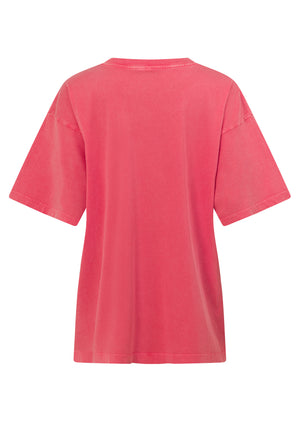 Lorna Jane Iconically Lorna Washed Boyfriend T-Shirt - Washed Dark Pink Grapefruit