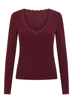 Lorna Jane In The Moment Long Sleeve Rib Top - Cranberry