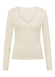 Lorna Jane In The Moment Long Sleeve Rib Top - Cream