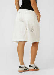 Lorna Jane Off Duty Vintage Wash Denim Shorts - Vintage White
