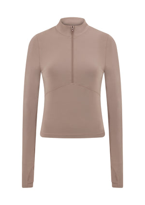 Lorna Jane Liberty Active 1/2 Zip Long Sleeve Top - Bone