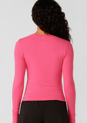 Lorna Jane Movement Long Sleeve Rib Top - Babin Pink