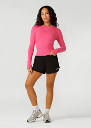 Lorna Jane Movement Long Sleeve Rib Top - Babin Pink