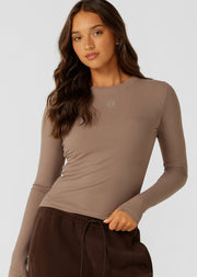 Lorna Jane Movement Long Sleeve Rib Top - Bone