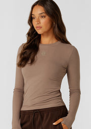 Lorna Jane Movement Long Sleeve Rib Top - Bone