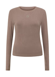 Lorna Jane Movement Long Sleeve Rib Top - Bone