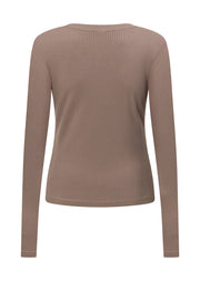 Lorna Jane Movement Long Sleeve Rib Top - Bone
