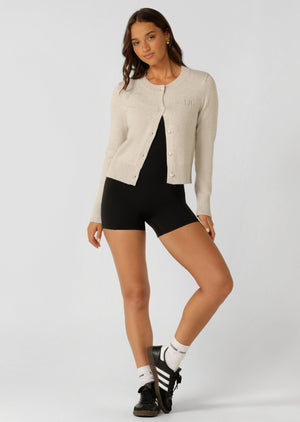 Lorna Jane Classic Knit Cardigan - Chalk Marl