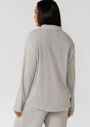 Lorna Jane Waffle Lounge Shirt - Grey Marl