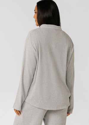 Lorna Jane Waffle Lounge Shirt - Grey Marl