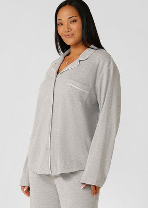 Lorna Jane Waffle Lounge Shirt - Grey Marl