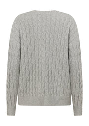 Lorna Jane Soft Touch Cable Knit Jumper - Light Grey Marl