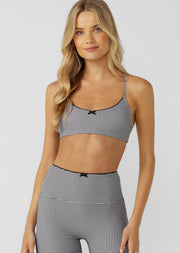 Lorna Jane Check On It Sports Bra - Greyscale Gingham Print