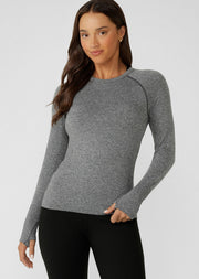 Lorna Jane Tempo Seamless Long Sleeve Top - Charcoal Marl