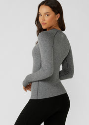 Lorna Jane Tempo Seamless Long Sleeve Top - Charcoal Marl