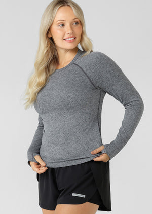 Lorna Jane Tempo Seamless Long Sleeve Top - Charcoal Marl