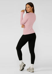 Lorna Jane Tempo Seamless Long Sleeve Top - Dusty Rose Marl
