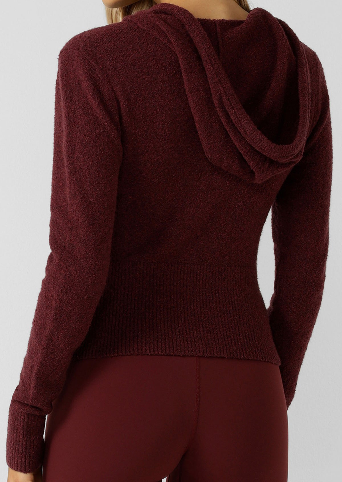 Lorna Jane Luxe Lounge Knit Hoodie - Cranberry Marl