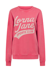 Lorna Jane Sports Club Washed Sweat - Washed Dark Pink Grapefruit