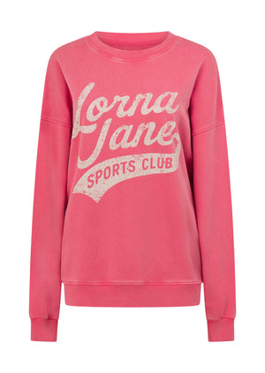 Lorna Jane Sports Club Washed Sweat - Washed Dark Pink Grapefruit