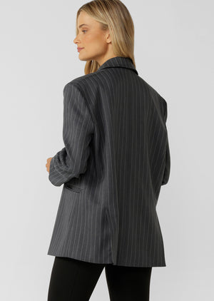 Lorna Jane Effortless Blazer - Titanium Pinstripe