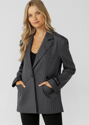 Lorna Jane Effortless Blazer - Titanium Pinstripe