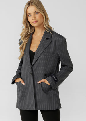 Lorna Jane Effortless Blazer - Titanium Pinstripe