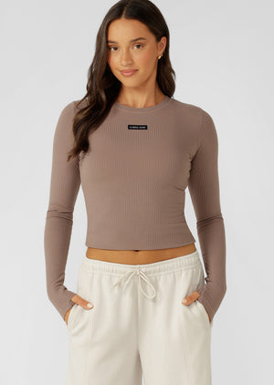 Lorna Jane Motion Long Sleeve Rib Top - Cedar