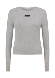 Lorna Jane Motion Long Sleeve Rib Top - Grey Marl