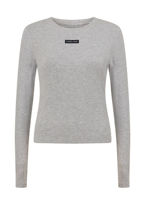 Lorna Jane Motion Long Sleeve Rib Top - Grey Marl