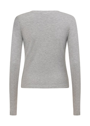 Lorna Jane Motion Long Sleeve Rib Top - Grey Marl