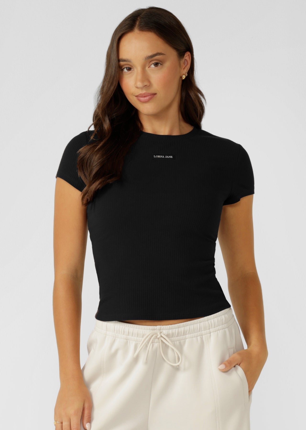 Lorna Jane Everyday Comfort Slim Rib T-Shirt - Black