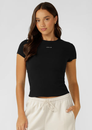 Lorna Jane Everyday Comfort Slim Rib T-Shirt - Black