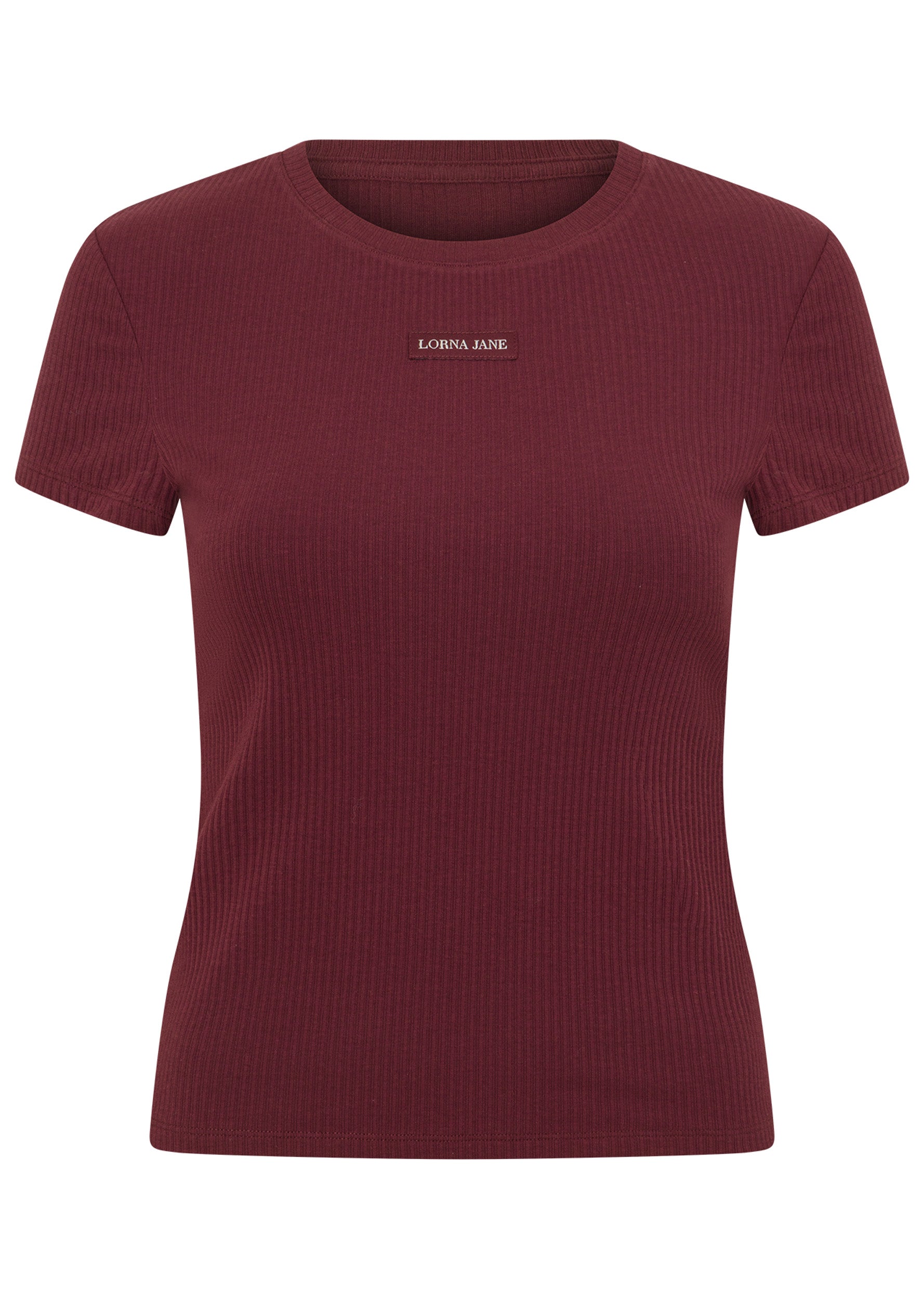 Lorna Jane Everyday Comfort Slim Rib T-Shirt - Cranberry
