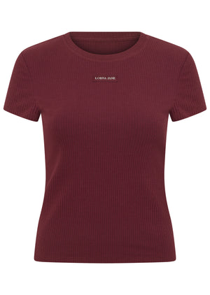 Lorna Jane Everyday Comfort Slim Rib T-Shirt - Cranberry